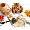 This shows the items used to create Beatrice the witch. It inclueds a gourd, burla, wire and fall leaves. 